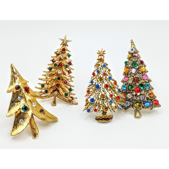 Vintage Christmas Tree Brooches LOT 2 ART Arthur Pepper - Picture 1 of 11